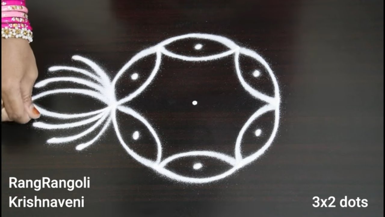🌺Traditional Rangoli Designs(3x2 dots)🌺Daily Kolam Muggulu by RangRangoli Krishnaveni