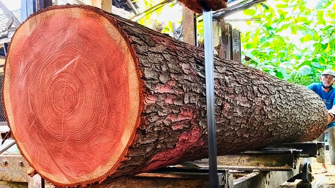 The stunning transformation of a giant pink log into a luxurious board