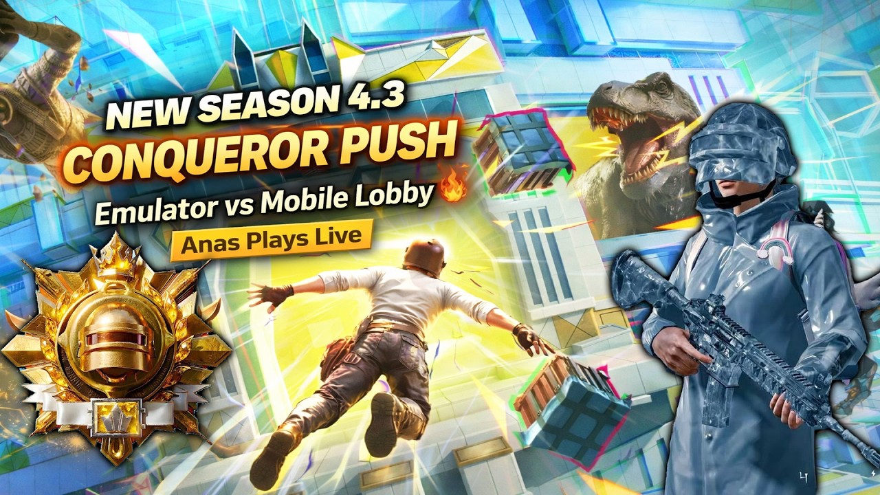 New Season 4.3 Conqueror Push 🔥 Emulator vs Mobile Lobby | Pubg Mobile | Anas Plays Live (Portrait)