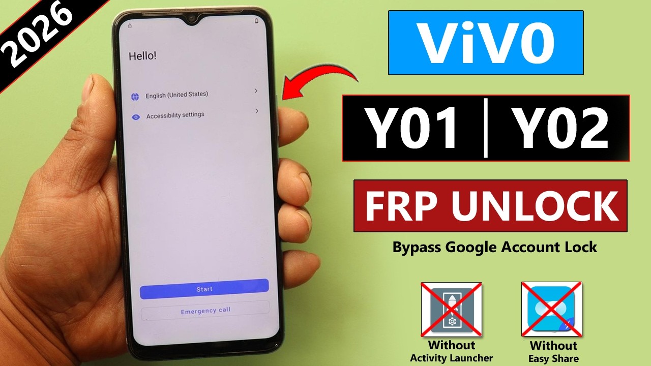 Vivo Y01 | Y02 Frp Bypass/Unlock Google Ac Lock Android 12 - Fix Activity Launcher Not Working 2026