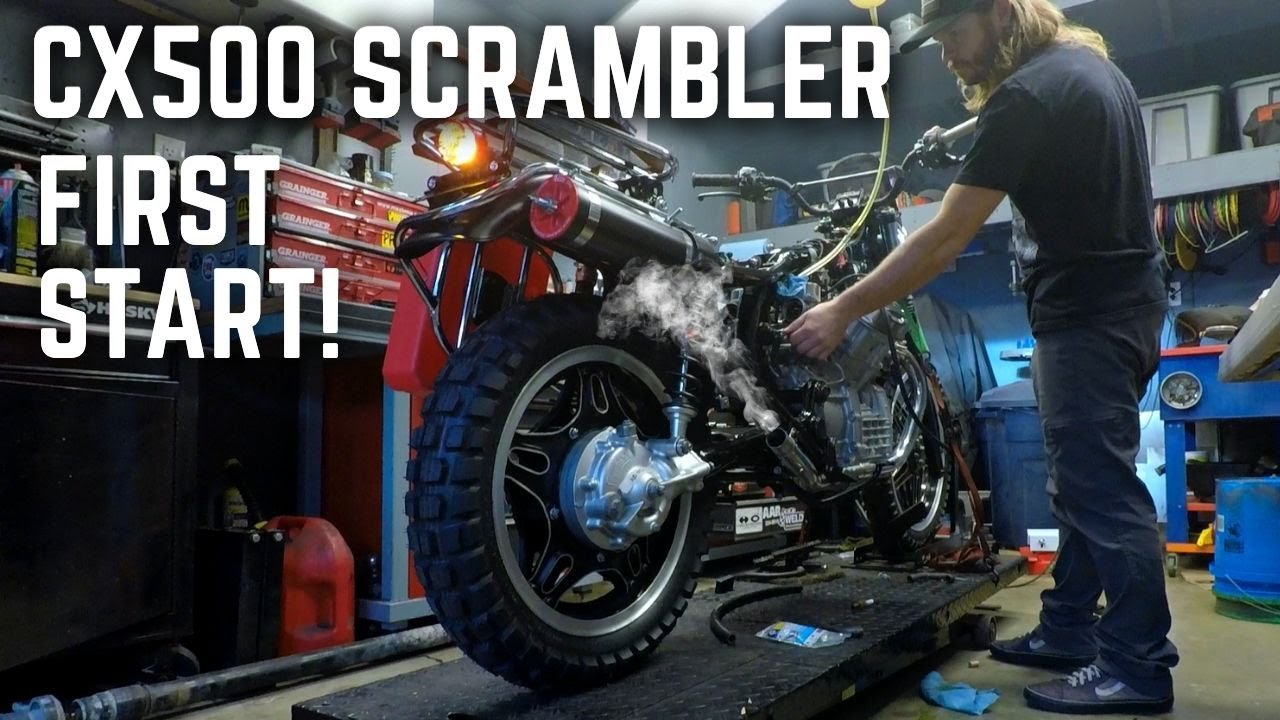 CX500 Scrambler Build FIRST START!  Sounds Awesome!