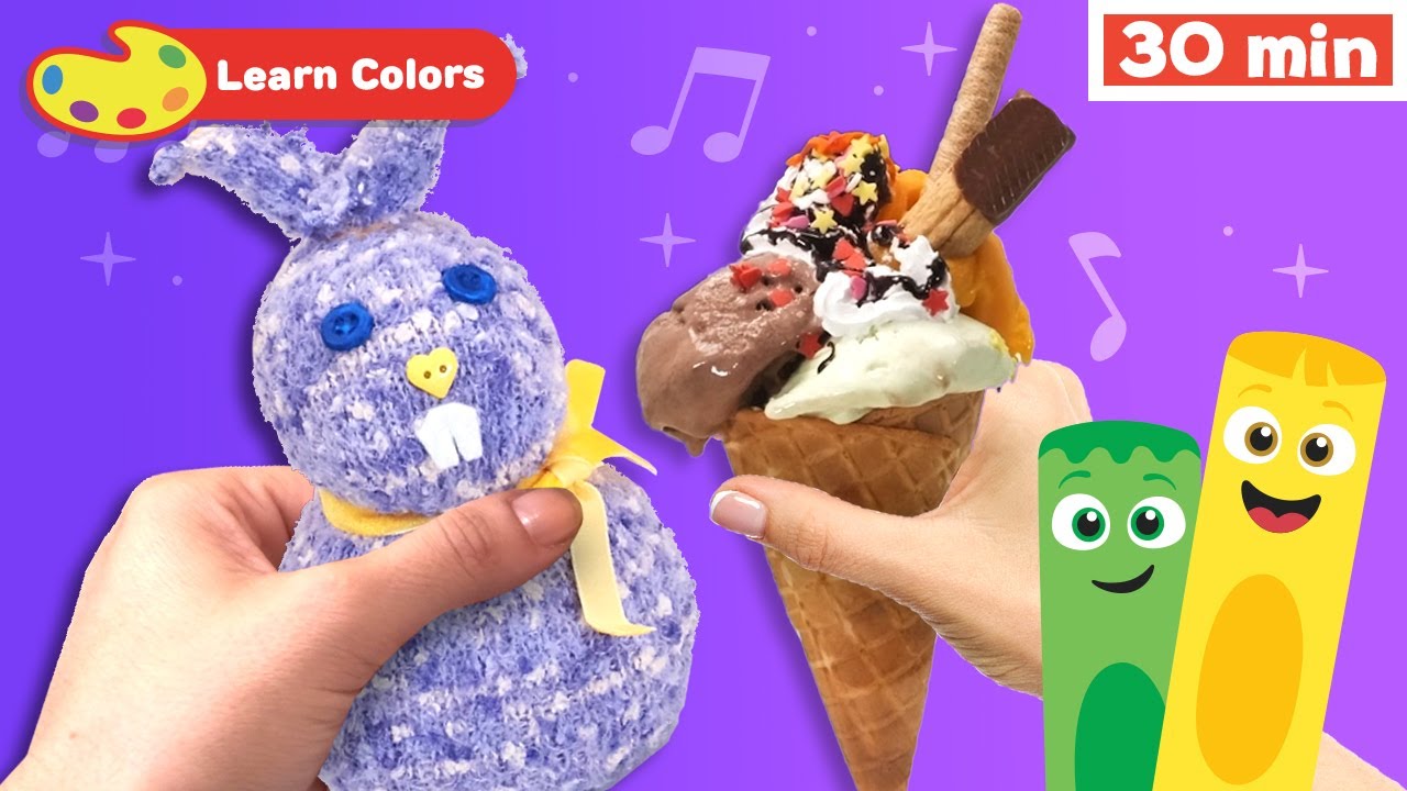 Color Crew Magic | Educational Video | Sock Rabbit & Ice Cream | Learn Colors | Kid's Drawing
