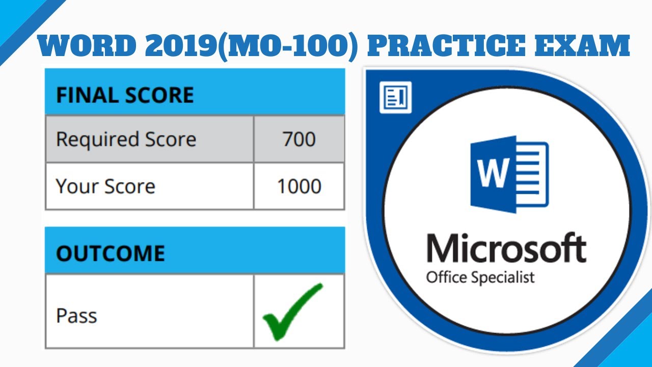 PRACTICE TEST FOR MOS (MO-100 WORD ASSOCIATE 2019/365(MICROSOFT 365 WORD CERTIFICATION) - PART 1