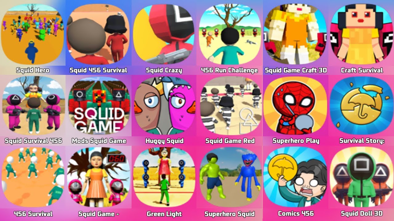 Squid Hero, 456 Survival Challenge, Sniper Challenge 3D, Squid Scazy Survival, 456 Run Challenge
