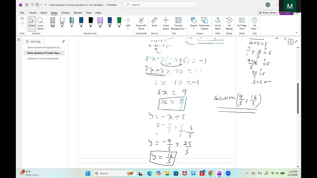 Solve System of Linear Equations in Two Variables