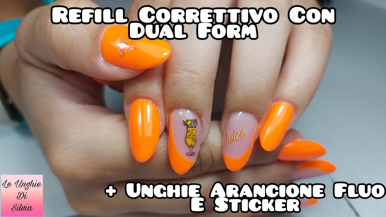Refill Correttivo Con Dual Form E Cover Di 100ColpiDiLima + Unghie Arancione Fluo E Sticker