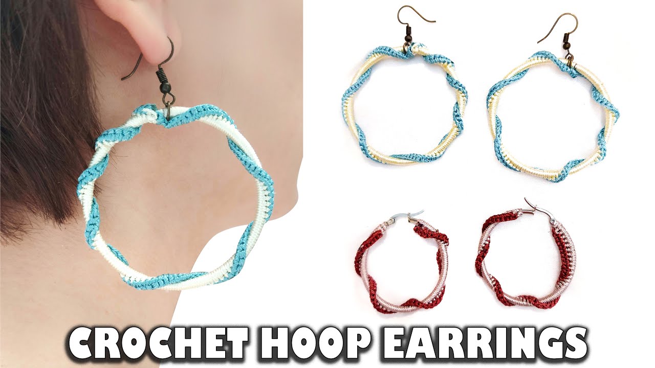 Quick & Easy Crochet Hoop Earrings Tutorial (+ENG SUB)