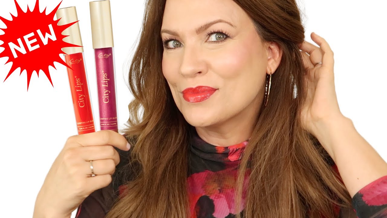 City Lips Plumping Lip Gloss - Try on & SWATCHES NEW SHADES RASPBERRY & CHERRY!