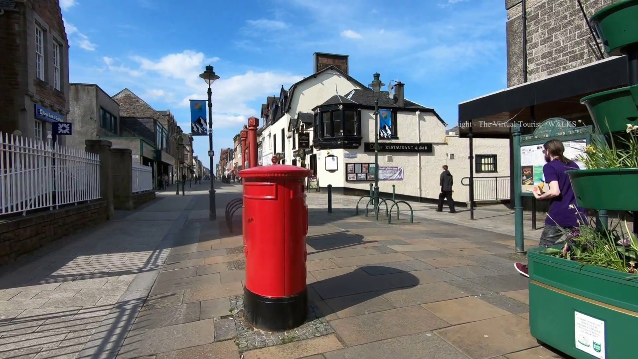 Walk along Fort William's  Main Street  in the Scottish Highlands, Scotland