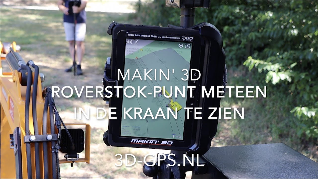 Makin 3D GPS NL Roverstokpunt meteen in de kraan te zien