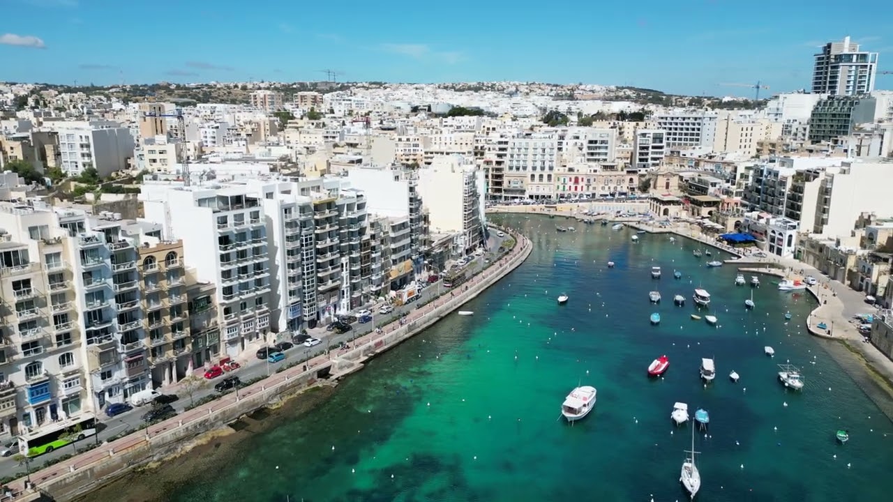 St Julian's Bay, Malta Drone Footage with Contemporary Violin Soundtrack