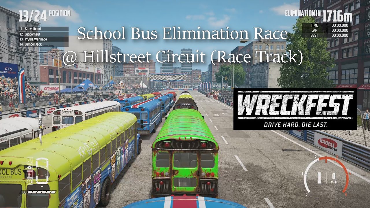 WRECKFEST - School Bus Elimination Race @ Hillstreet Circuit