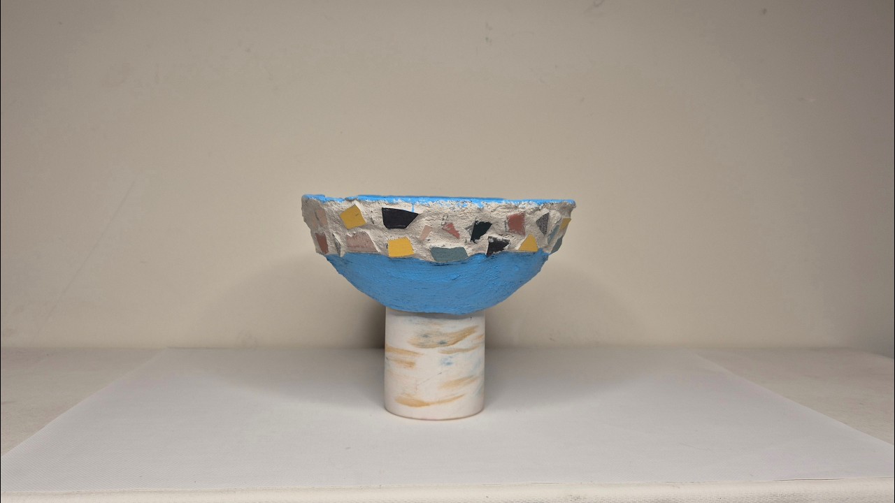 Decorative Concrete Bowl with Broken Tiles