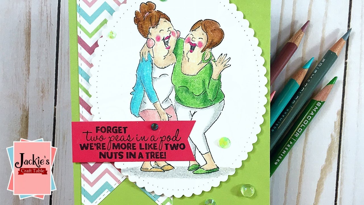 Girlfriends Card using Prismacolor Pencils & Gamsol