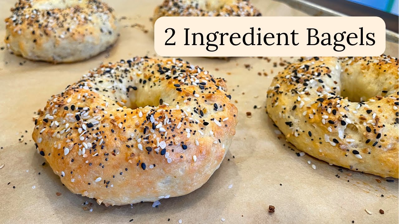 Two Ingredient Bagel | Easy Bagel Recipe with Greek Yogurt and Self-Rising Flour | No Water Bath