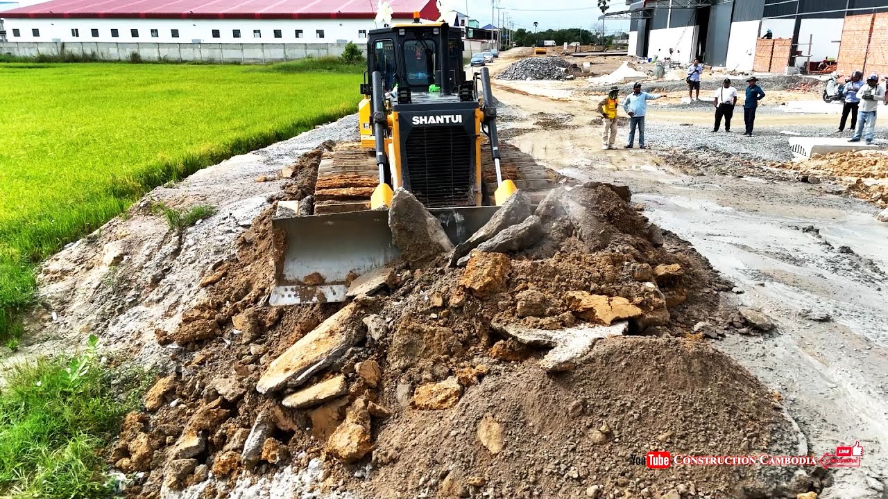 Best Powerful Dozer Pushing Stone From Giant Dump Trucks | Land Filling to Build Up