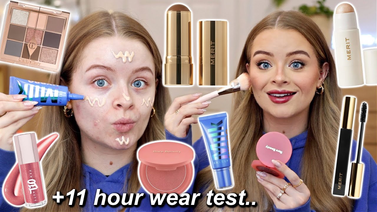 Testing VIRAL makeup! (Rare Beauty Blushes, Milk Skin Tint, Merit Beauty, Fenty, Charlotte Tilbury)