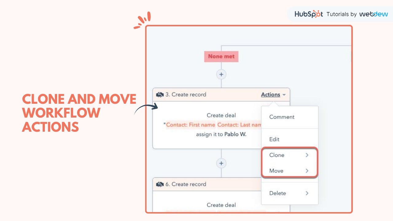 How-to clone and move workflow actions in HubSpot.