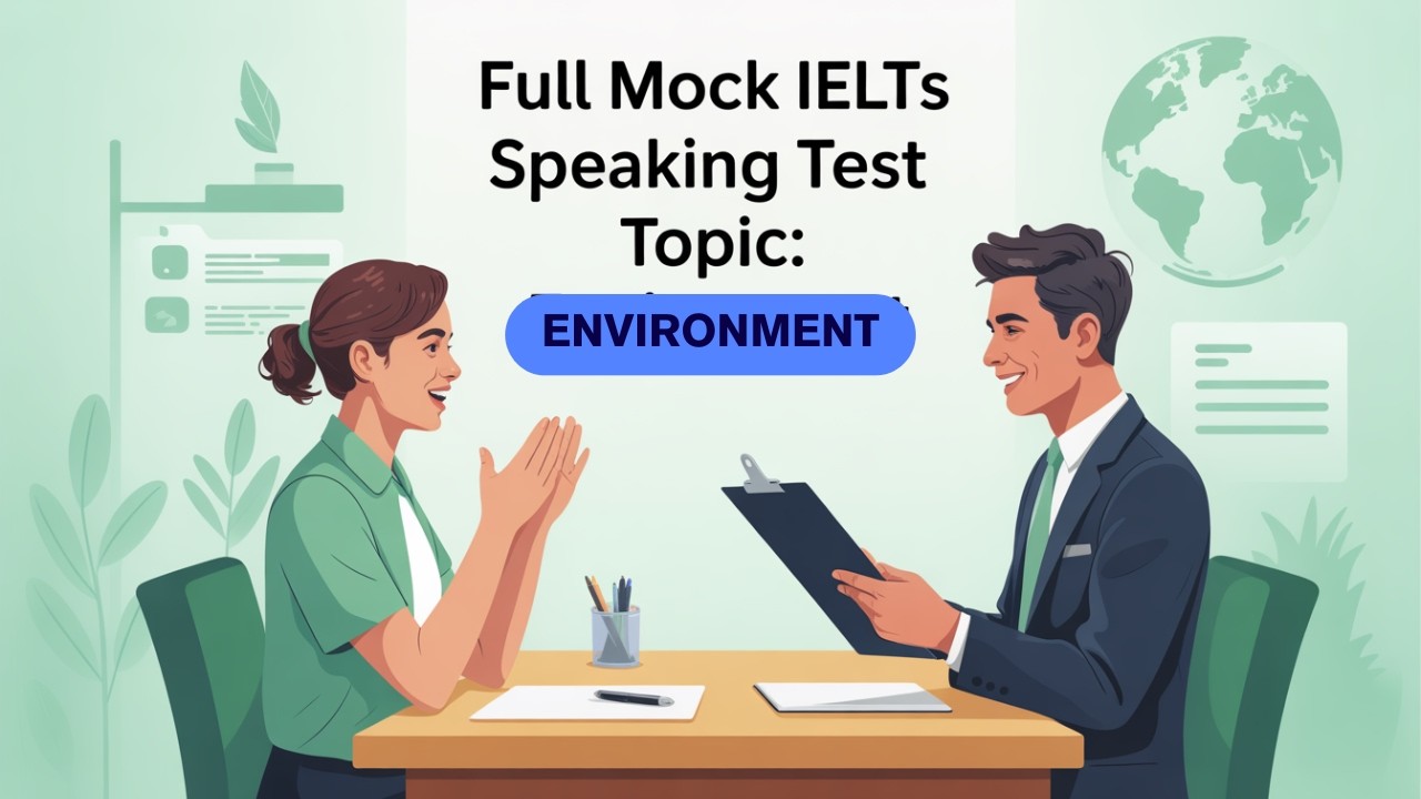 Full IELTS Speaking Mock Test | Environment Topic | Band 8.0&ndash;8.5 with Feedback