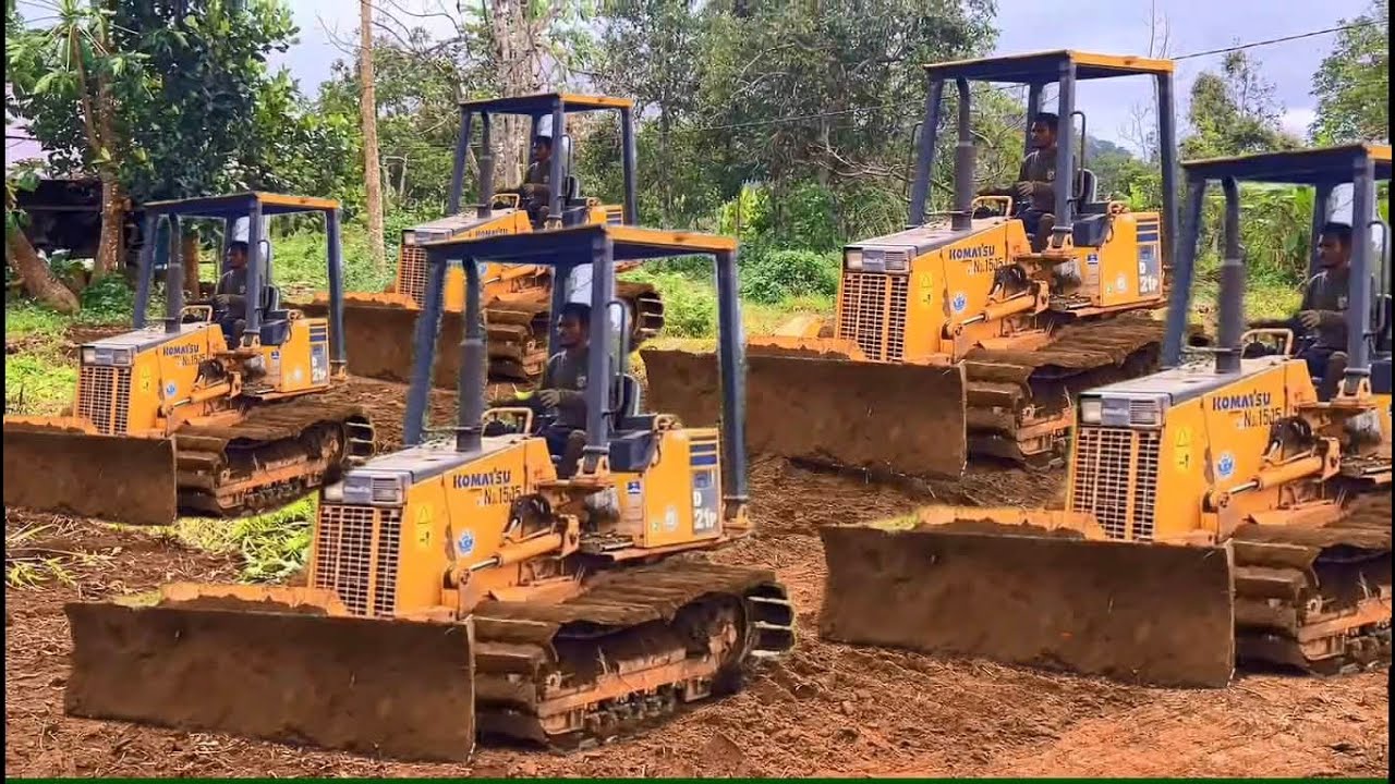 Komatsu Bulldozers work to clear the farmland to make it flat #bulldozer
