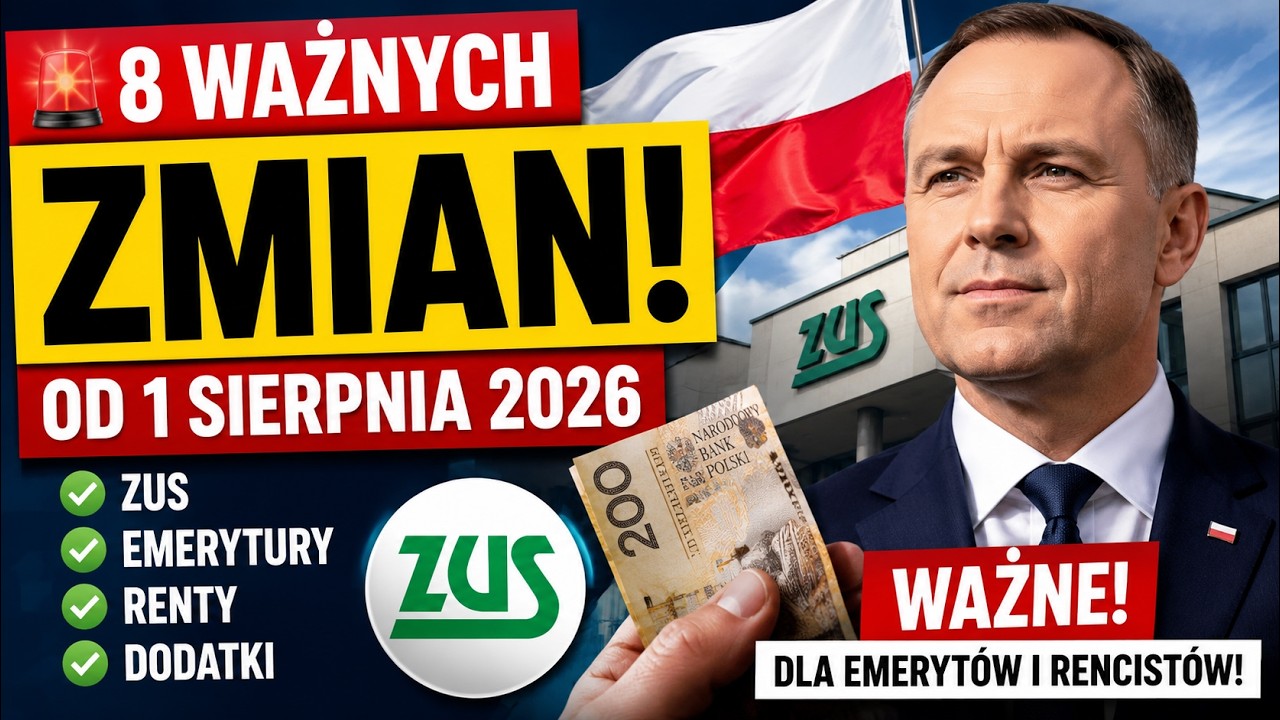 🚨 8 Ważnych Zmian od 1 Sierpnia 2026! ZUS, Emerytury, Renty i Dodatki