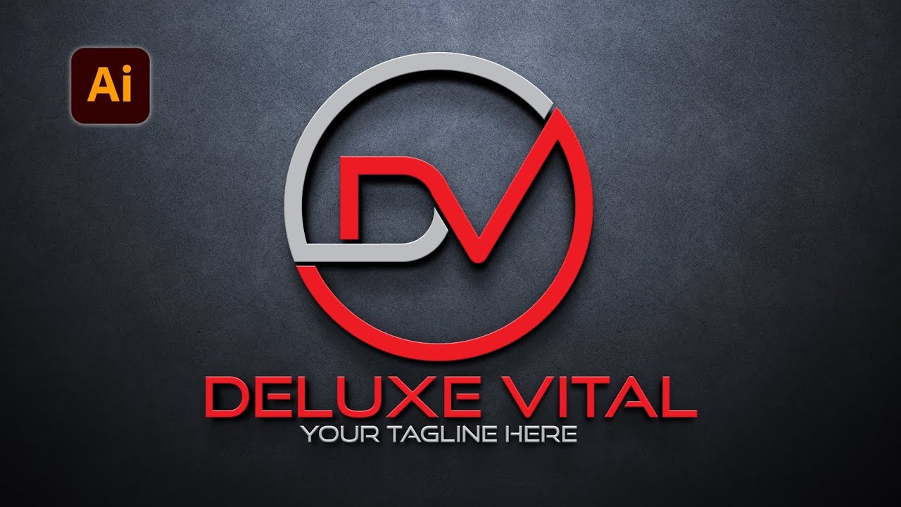 Illustrator logo design tutorial: Typography Letter D+V logo design in Illustrator