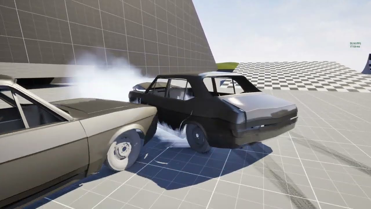 Thrash Racer - 16 - Prototype car damage, crashing the test car + compacting test car with a truck