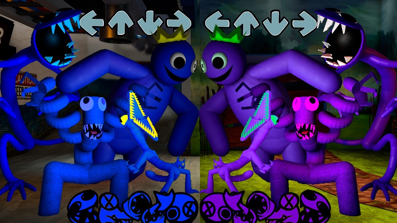 Rainbow Friends ALL Blue VS ALL Purple but Full Song | Friday Night Funkin Mod Roblox