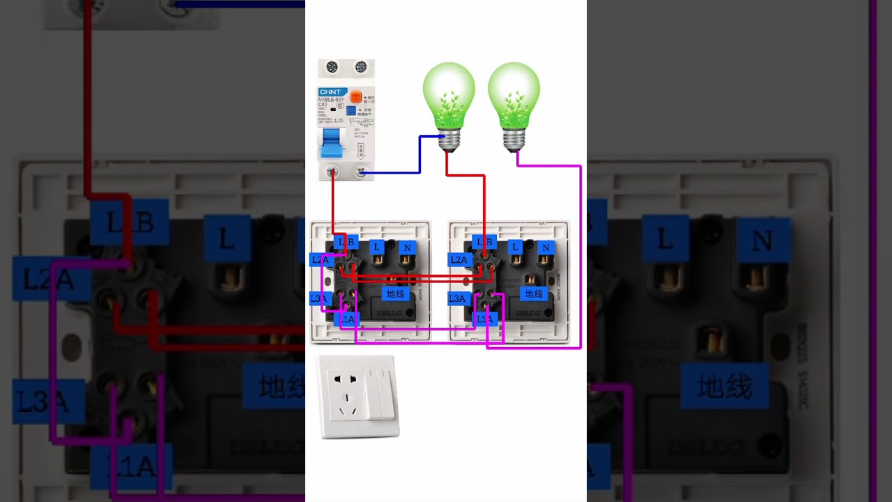 RS Solutions_Two double-open five-hole sockets, control two light bulbs with dual control.