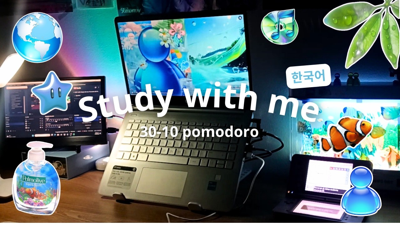 🐟 Study with me Korean! || Frutiger Aero Music || Pomodoro 30-10 🐟