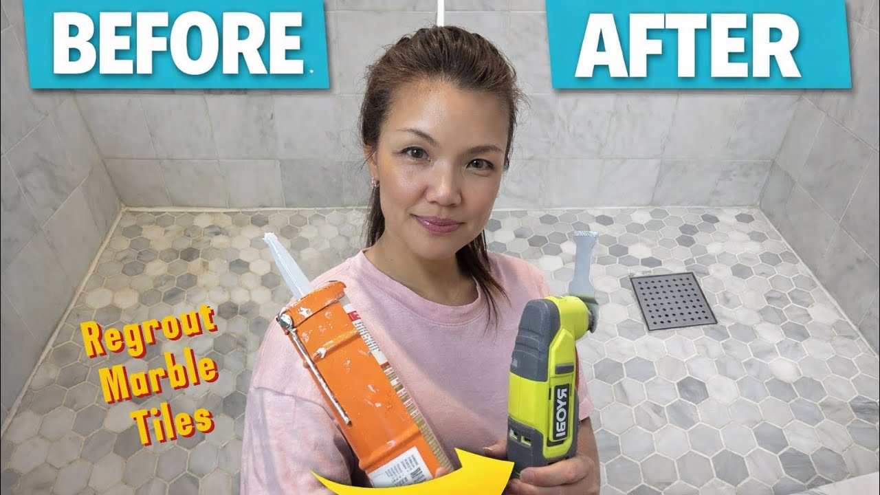 I Regrouted My Marble Shower Myself | Mompreneur Home Care
