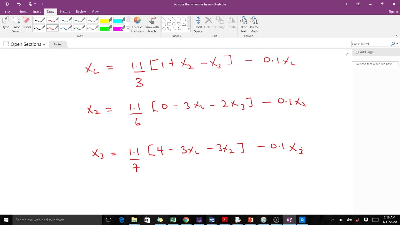 Successive Over Relaxation (SOR) Example