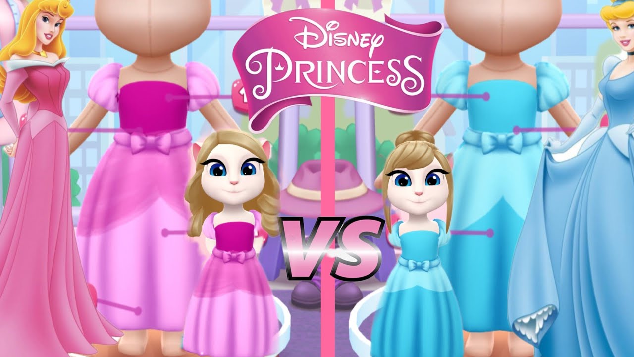 My talking Angela 2. Aurora vs Cinderella 🩷🩵