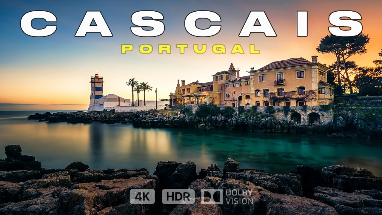 Кашкайш Португалия Пешеходный тур (4K) 🇵🇹 Красивый город рядом с Лиссабоном
