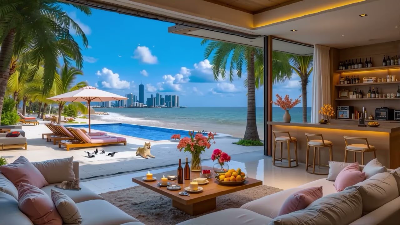 Beachfront Luxury Lo-fi: City & Ocean Calm | #LoFi #BeachfrontLuxury #CityScape 🎧