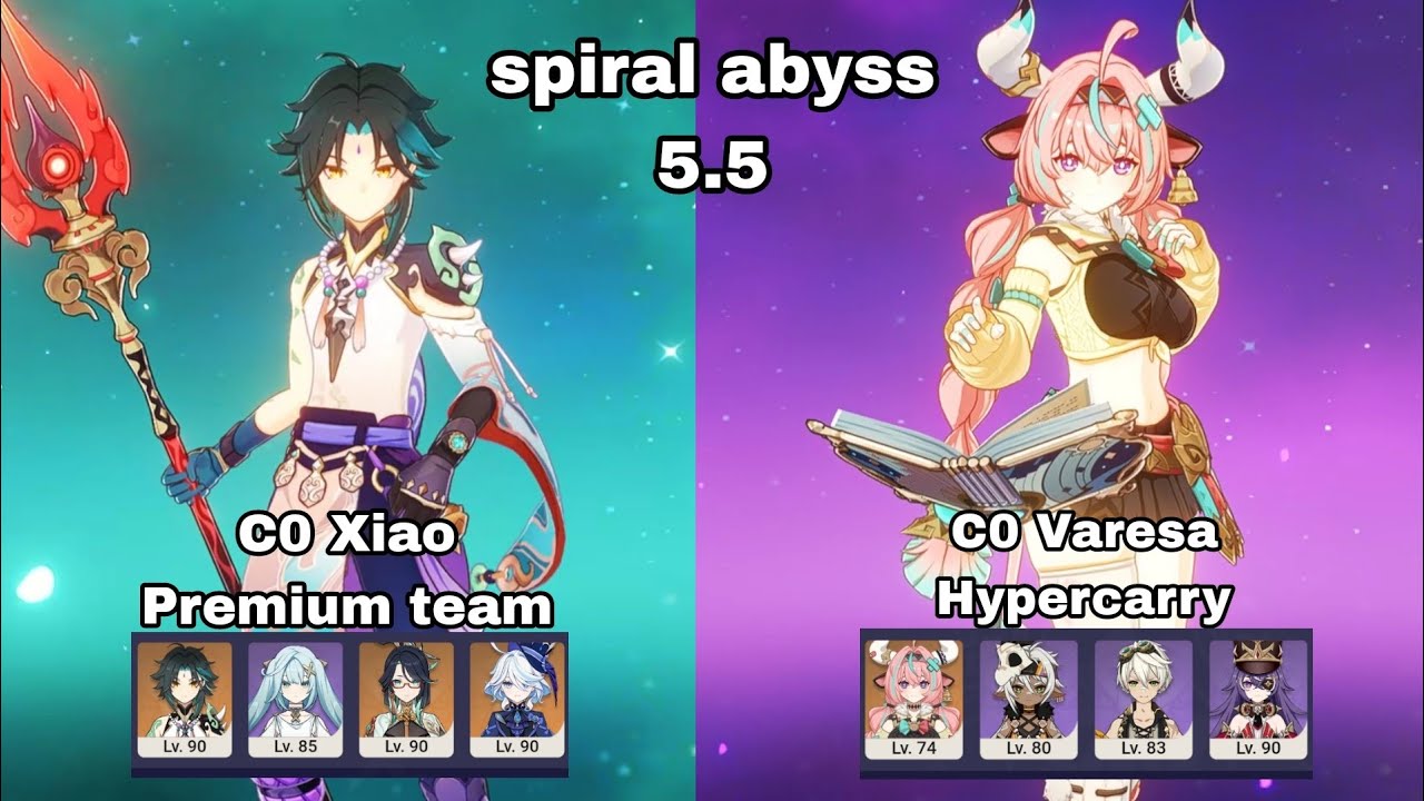 5.5 Genshin Impact [Spiral Abyss] C0 Xiao Premium team, C0 Varesa Hypercarry