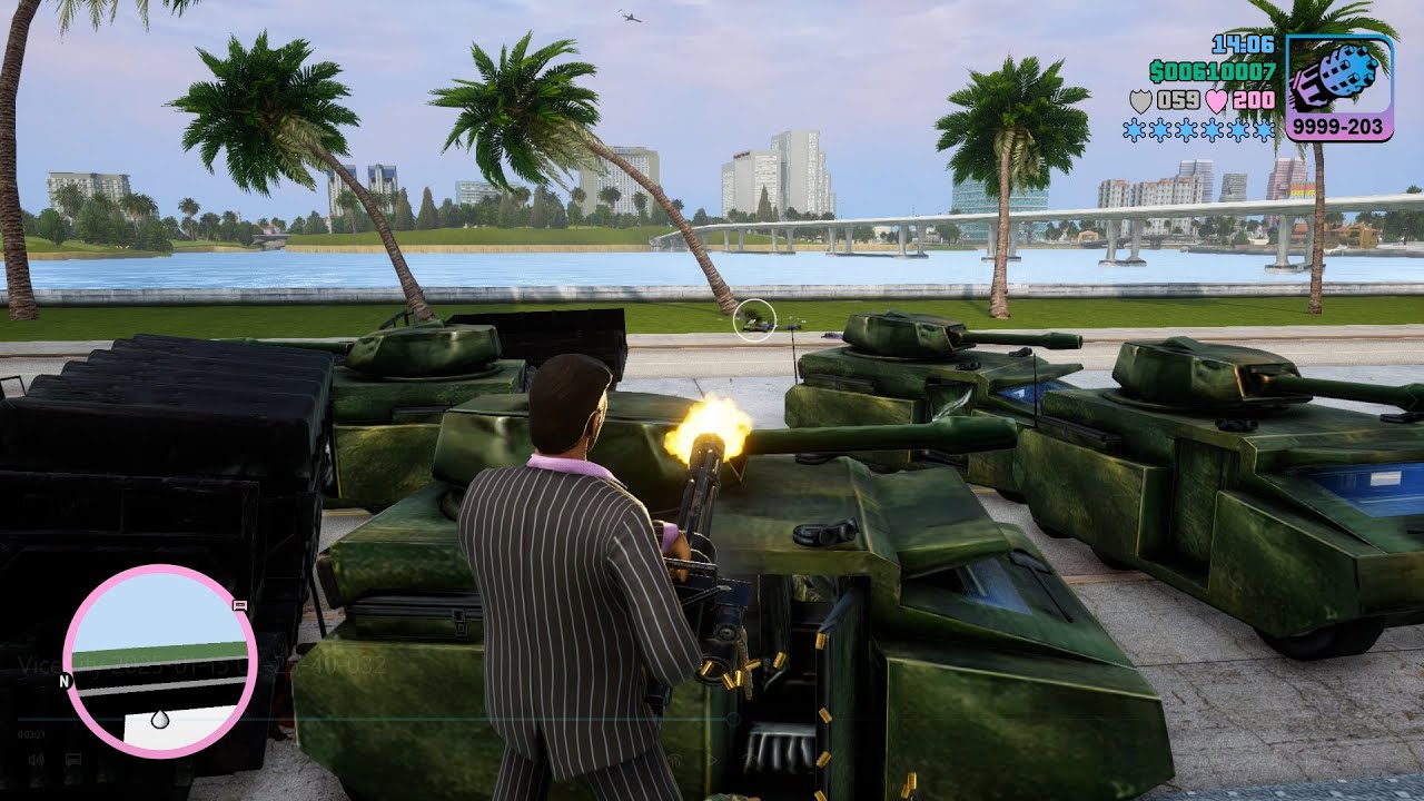 GTA Vice City Minigun Rampage + 6 Star Wanted Level Escape