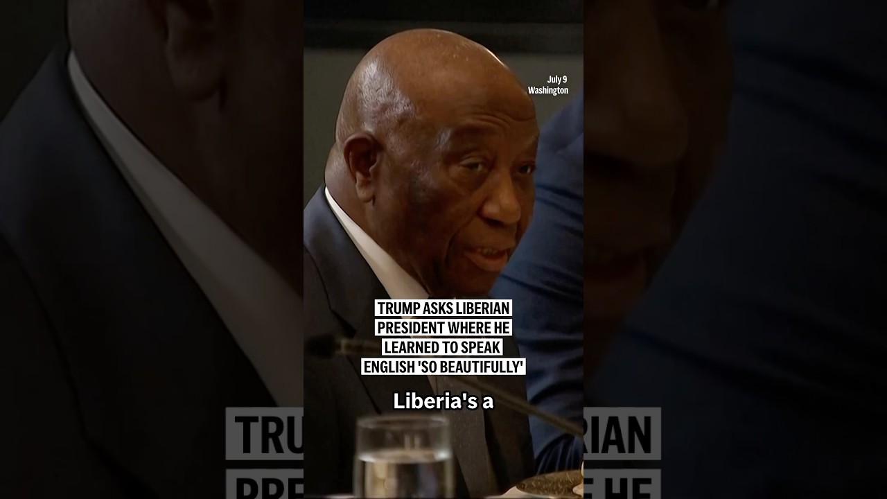 Trump asks Liberian president where he learned to speak English 'so beautifully'