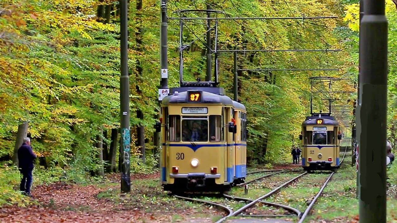 STRASSENBAHN WOLTERSDORF ABSCHIED VOM BEIWAGEN Nr 90   BEGENUNG IM WALD