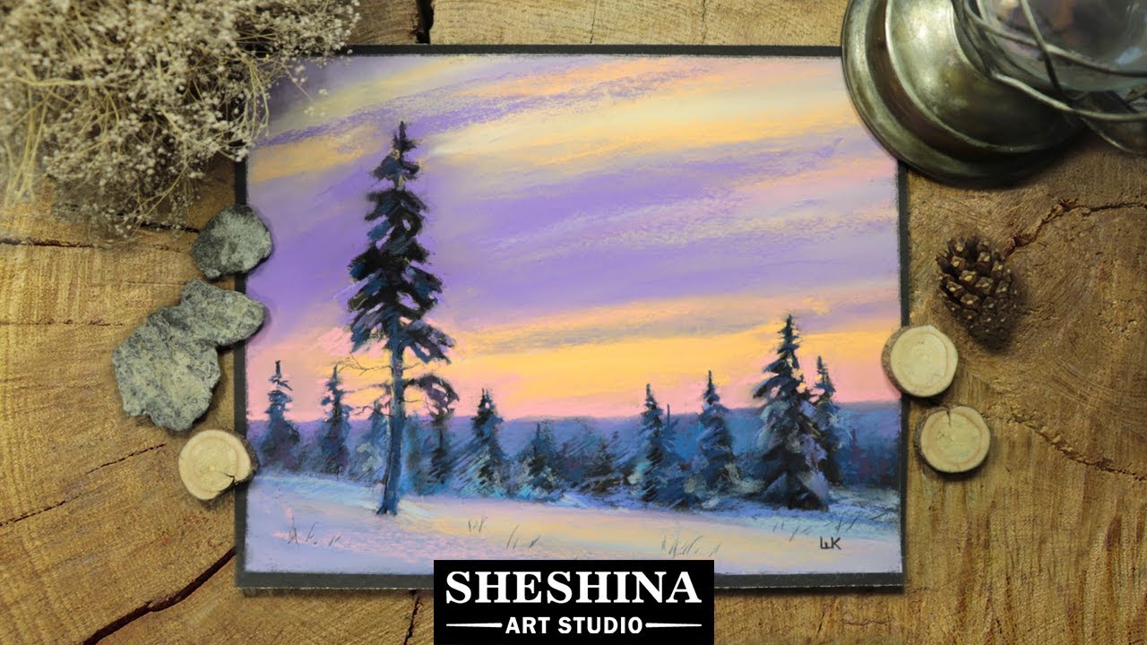 How to draw a winter scenery with soft pastels 🎨 FOR BEGINNERS
