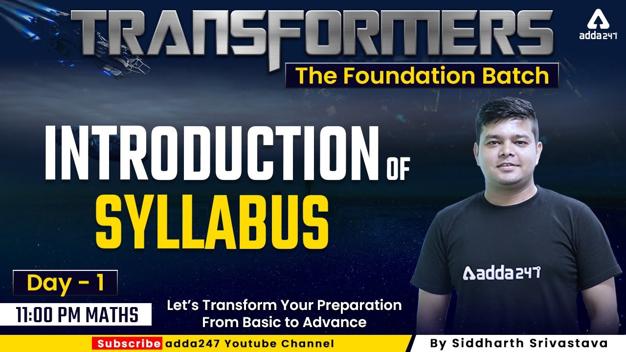 Maths Syllabus for Bank Exams | Day-1 | Transformers Foundation Batch | Siddharth Srivastava