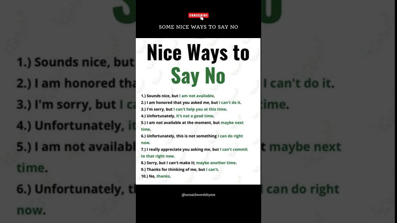 Nice way to say no #quotes #youtube #motivation #mindset #shorts #viralshorts #thoughts