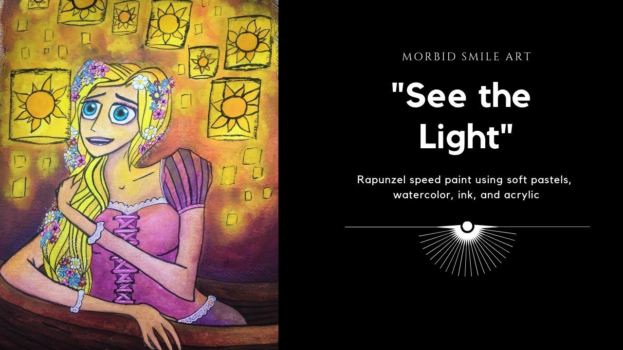 See The Light Rapunzel from Disney's Tangled  mixed media speed paint