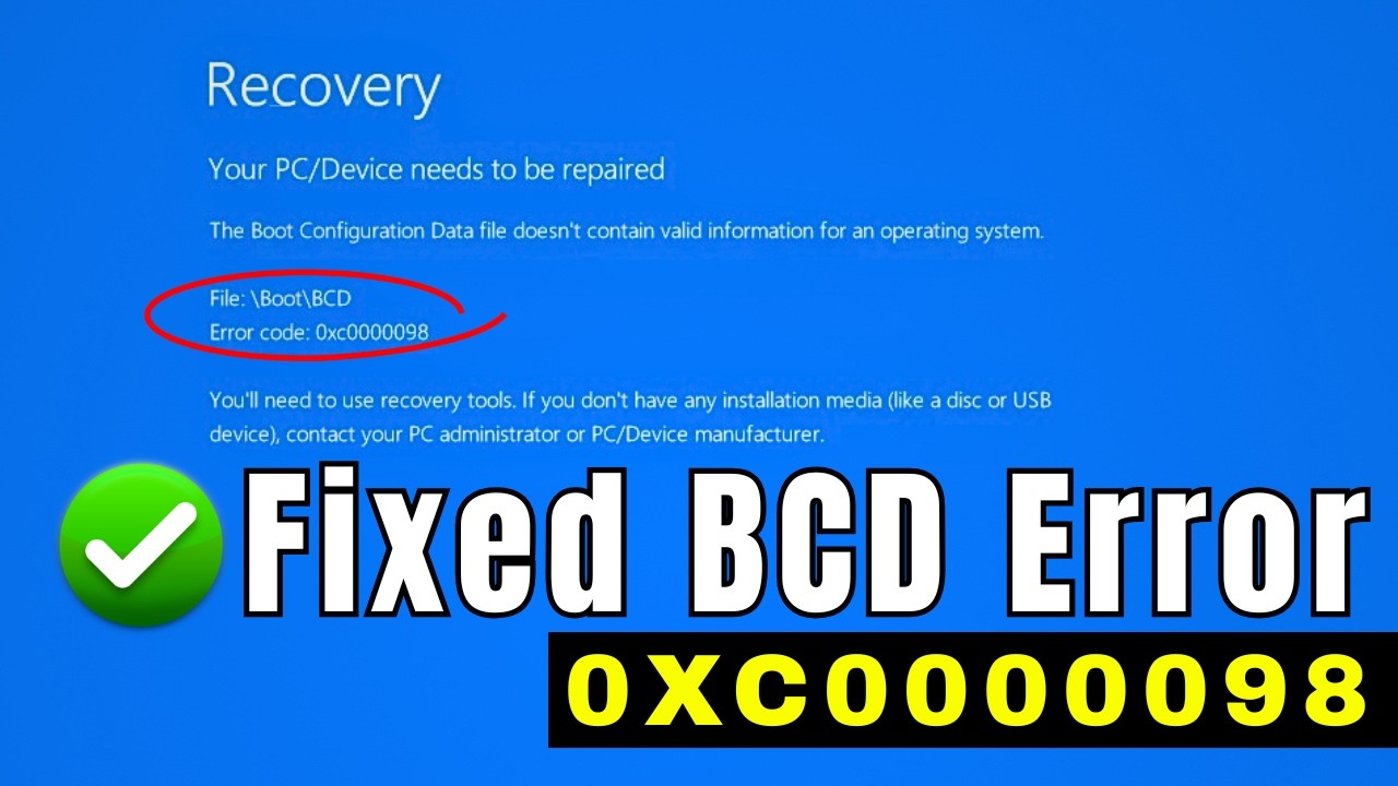 Устранение ошибки BCD 0xc0000098 | Вашему компьютеру требуется ремонт