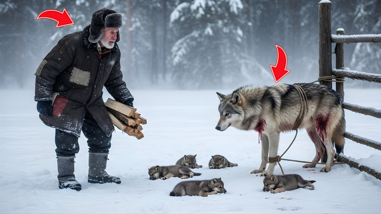Старик спас умирающую волчицу с шестью детёнышами — и то, что случилось весной, потрясло всю Ладогу