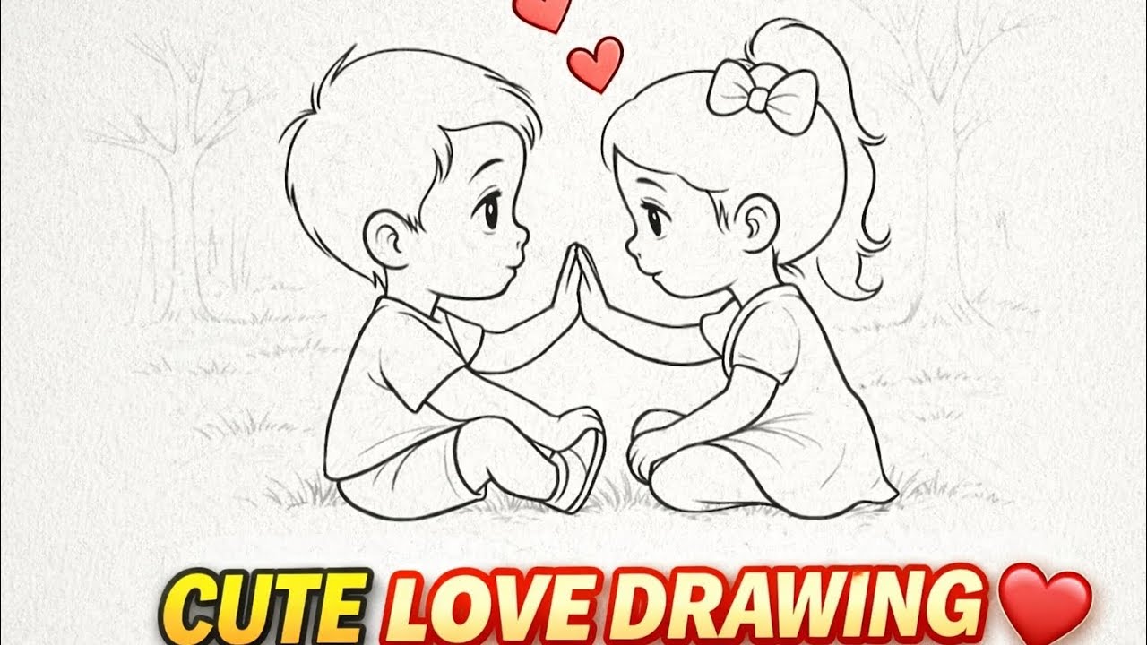 Cute Couple Kids Drawing ❤️ Easy Boy and Girl Pencil Sketch Tutorial | Anjali ki Drawing Duniya