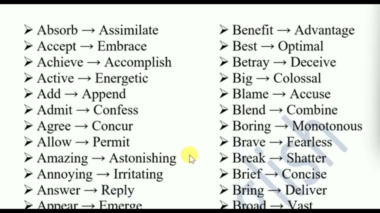#500 Synonyms words