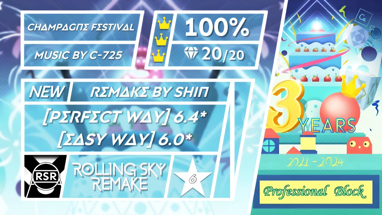 Rolling Sky Remake - Champagne Festival (Professional Block) [100% Immortality effect] ★★★★★★