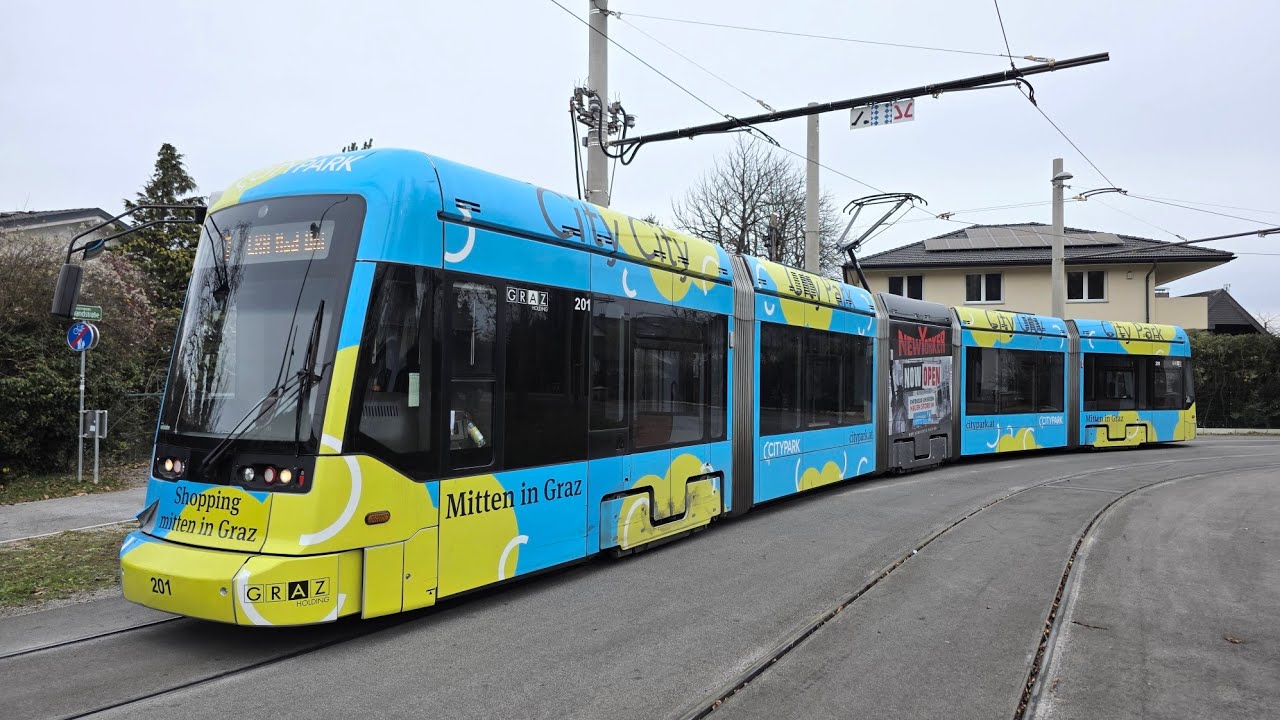 Straßenbahnlinie 17 Graz: Wetzelsdorf - LKH Med Uni | Komplette Strecke 