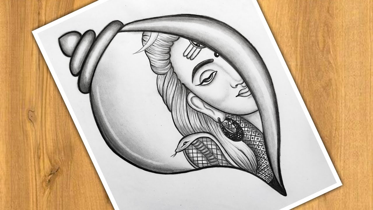 How To Draw Mahadev And Shankh | Easy Pencil Drawing Trick | Mahadev Drawing Step By Step Tutorial